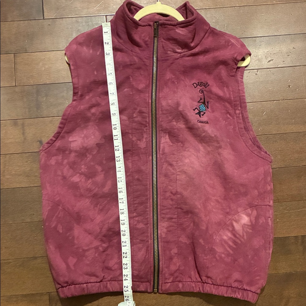 Vintage Tye Dye Dagoli Purple Sleeveless Zip-Up Vest. Thick Sweatshirt fabric. - Picture 4 of 6